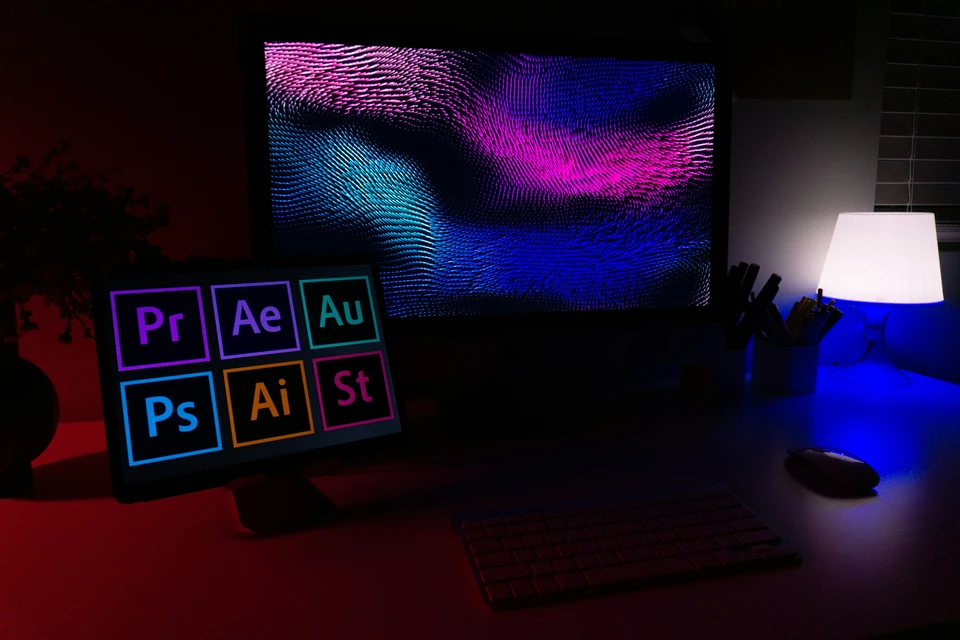 设计软件与显示器工作场景